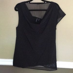 Black mesh asymmetrical top
